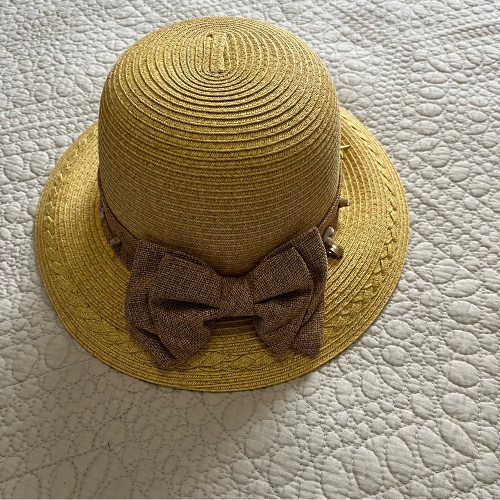 Elegant Tan Bow Sun Hat